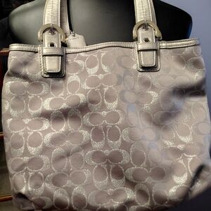 Chic Silver Patterned Shoulder Bag